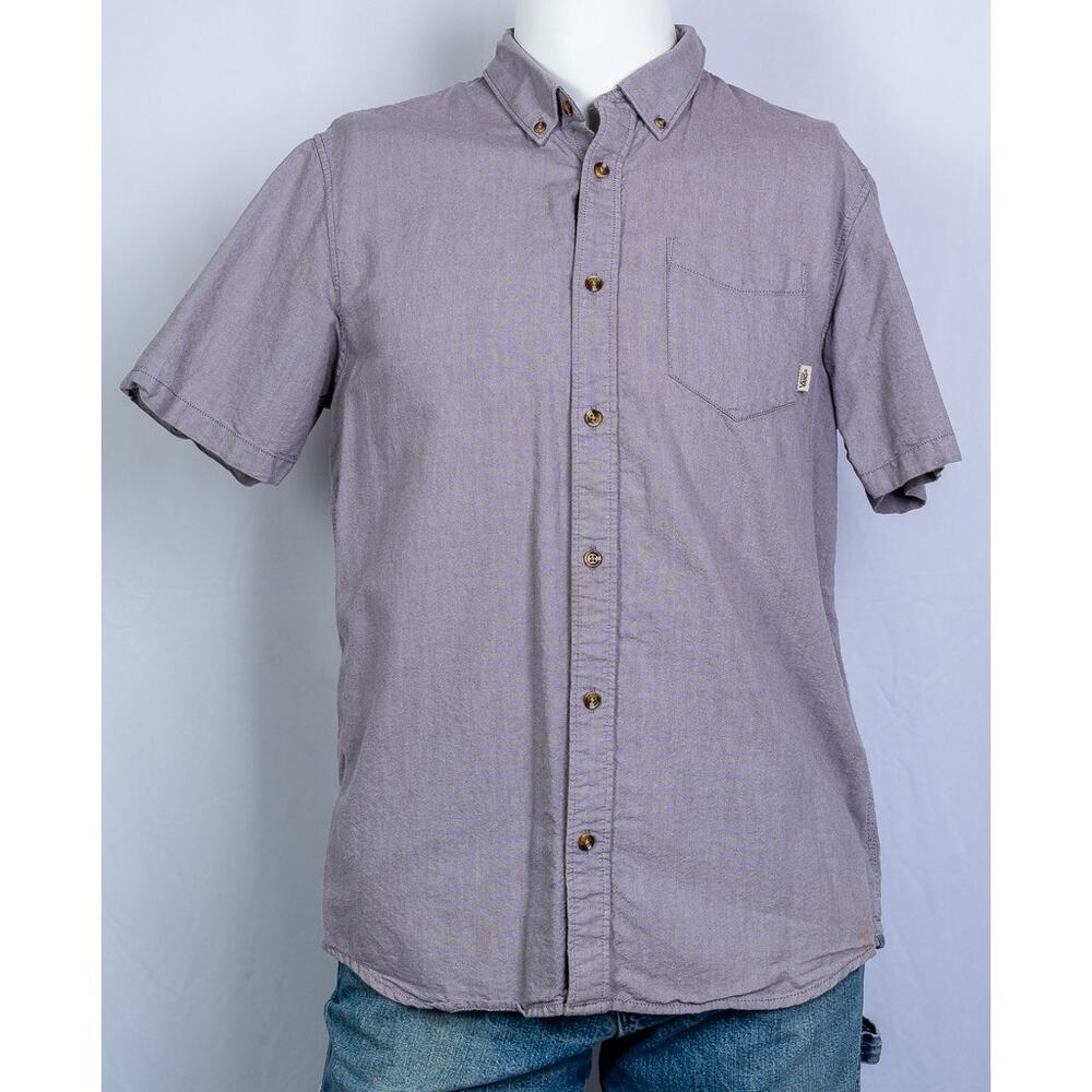 Vintage Van's fitted grey button up short sleeve shirt sz Med